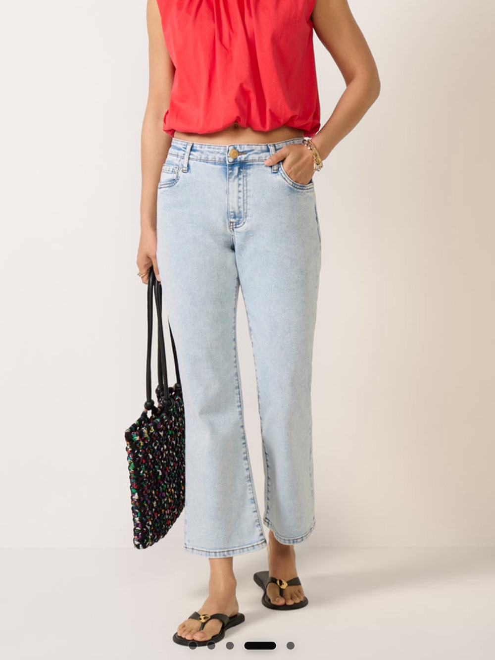 Kut from the Kloth Kelsey Cropped Ankle Flare Jeans - Faded Light Blue